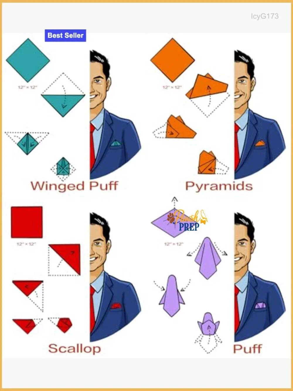 Silk Pocket Square 12x12 Formal Wedding Handkerchief with Gift Box